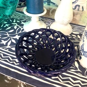 Small ceramic woven bread basket